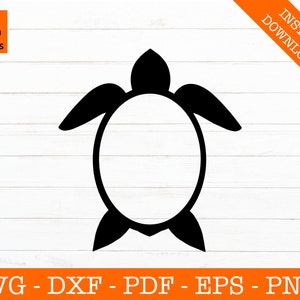 Tortuga Marina Svg, Monograma, Marco de Nombre, Marco de Tortuga Marina Svg Silueta SVG Archivo de Corte - PNG - DXF - Cricut - Calcomanía Forma Vector Clipart