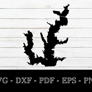 Lavon Lake, Texas Karte Form SVG geschnitten Datei - PNG - DXF - Cricut - Sommer Vektor Clipart