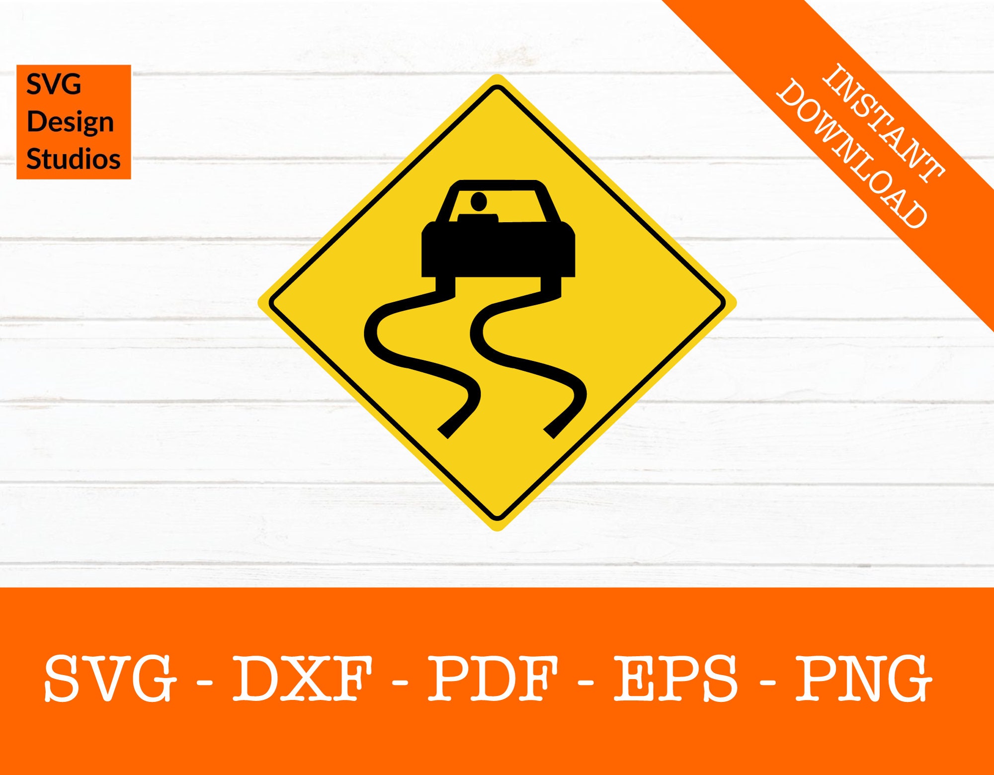 Slippery When Wet Road Svg Silhouette Shadow SVG Cut File PNG DXF