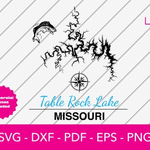 Table Rock Lake, Missouri Karte Form SVG geschnitten Datei - PNG - DXF - Cricut - Vektor Clipart - Design - Instant Download