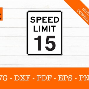 15 MPH snelheidslimiet teken Svg, silhouet schaduw SVG bestand knippen - png - dxf - eps - Cricut - sticker vorm Vector Clipart