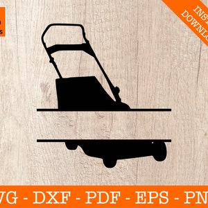 Schiebe-Rasenmäher-Svg, Rasenmäher-Svg, Split-Rahmen, Silhouette SVG geschnitten Datei - PNG - DXF - Cricut - Aufkleber Vektor Clipart - Instant Download