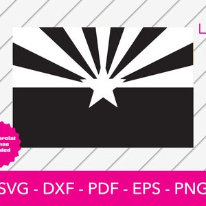Bandera de Arizona svg, Bandera del Estado de Arizona en blanco y negro Svg- PNG - DXF - Cricut - Clipart - Vinilo Troquelado - Plantilla cortadora