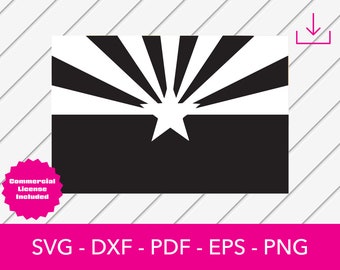 Arizona Flagge svg, schwarz und weiß Arizona State Flag svg-PNG - DXF - Cricut - Clipart - Vinyl Die Cut - Cutter Template