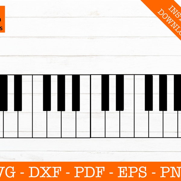 Piano svg, Teclas de piano Svg, Teclado musical Svg, Música Svg Silueta Sombra SVG Archivo de corte - PNG - DXF - Cricut - Shape Vector Clipart