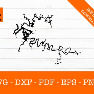 Rough River Lake, Kentucky Karte SVG geschnitten Datei - PNG - DXF - Cricut - Sommer Vektor Clipart - kommerzielle Lizenz enthalten