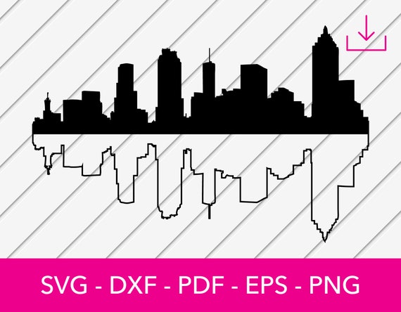 Atlanta, Georgia Skyline Cityscape Silhouette Shadow SVG Cut File - PNG - DXF - Cricut - Vector Clipart - Instant Download