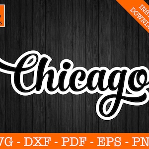 Retro Chicago Svg, Chicago, Illinois Silhouette SVG Cut File - PNG - DXF - Cricut - Vector Clipart - Download instantâneo