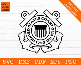 US Coast Guard Logo Svg, Coast Guard Svg, Beach Svg, Silhouette Cut File - PNG DXF - Cricut - Vector Clipart - Instant Download