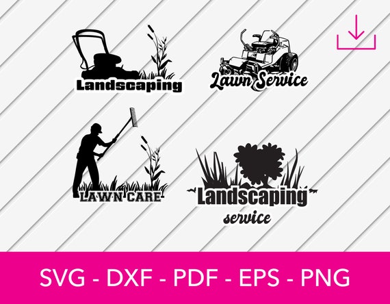 Professional Lawn Care Logo Bundle with Mower and Landscaping SVGs - Perfect for Landscapers and Lawn Service Businesses, Commercial License