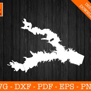 Lake Richland Chambers Reservoir svg, Texas Lake Map Shape SVG Cut File - PNG - DXF - Cricut Vector Clipart - Commercial License Included