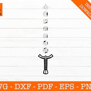 D&D D&D, Würfel Schwert, Rollenspiel, Würfel, D20, Critical Hit, Crit, Gamer, Cut File - PNG - DXF - Cricut - Vektor Clipart