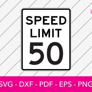 50 MPH snelheidslimiet teken Svg, silhouet schaduw SVG bestand knippen - png - dxf - eps - Cricut - sticker vorm Vector Clipart