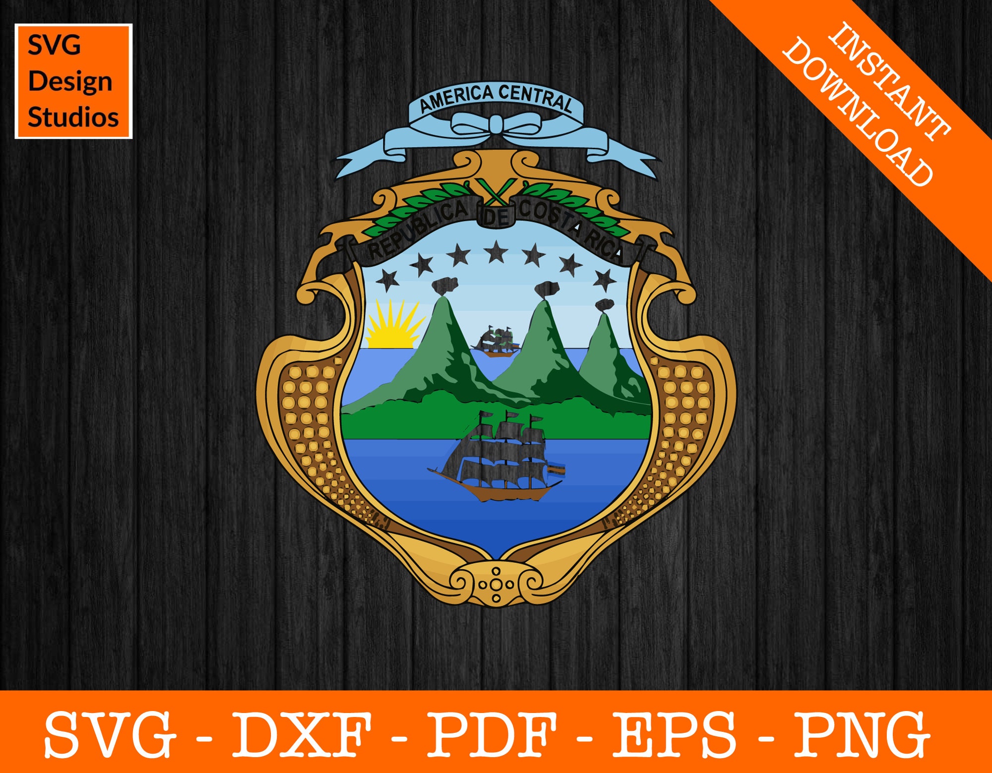 Costa Rica Crest Svg Seal Badge Coat of Arms Costa Rica Etsy