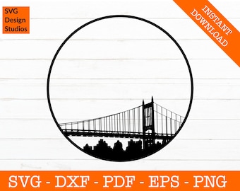 Brooklyn NYC Skyline svg, New York City Skyline Cityscape svg, Silhouette SVG Cut File - png, dxf, eps Cricut - Vector Clipart