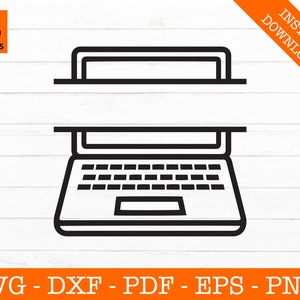 Computer svg, Laptop Svg, Technology svg, Laptop Frame Svg, Monogram Silhouette SVG Cut File - PNG - DXF - Cricut - Decal Vector Clipart