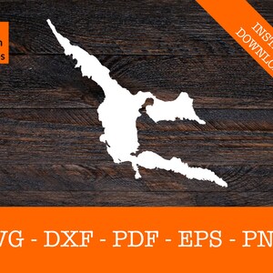 Hebgen See, Montana Karte Form SVG geschnitten Datei - PNG - DXF - Cricut - Sommer Vektor Clipart Download