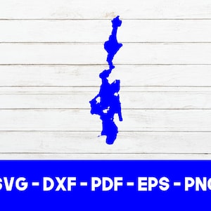 Priest Lake, Idaho Map Shape SVG Cut File - PNG - DXF - Cricut - Vektor Clipart - Design - Sofortiger Download - Kommerzielle Lizenz inklusive