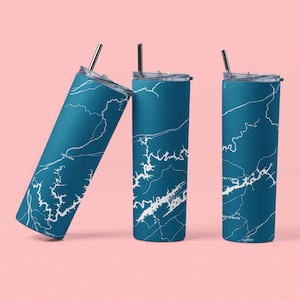 20 Oz Norris Lake Map Tennessee Skinny Tumbler Wrap - Taps toelopende en rechte sjabloon Instant Digitale Download Sublimatie Graphics