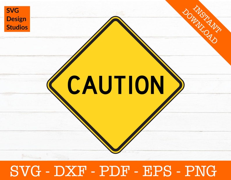 Blank Yellow Caution Sign Svg Silhouette Cricut Glowforge | Etsy