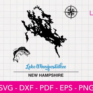Lake Winnipesaukee, New Hampshire Map Shape SVG Cut File - DXF - Cricut - Vector Clipart - Instant Download - Commercial License Included