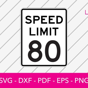 80 MPH snelheidslimiet teken Svg, silhouet schaduw SVG bestand knippen - png - dxf - eps - Cricut - sticker vorm Vector Clipart
