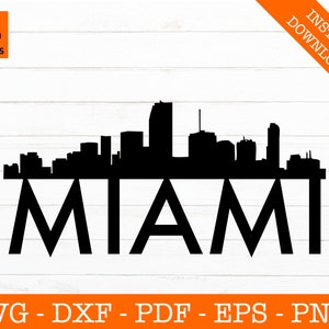 Miami Svg, Miami City Svg, Florida Skyline Cityscape Silhouette SVG Cut File - PNG - DXF - Cricut - Vector Clipart - Instant Download