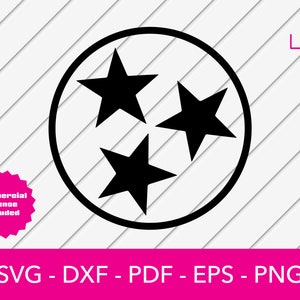 Tennessee Tristar Svg, Tennessee Svg, Tennessee vlag Svg, TN, Nashville gesneden bestand, Bluegrass staat PNG, clipart, Cricut