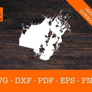 Indian Lake, Ohio Karte Form SVG geschnitten Datei - PNG - DXF - Cricut - Sommer Vektor Clipart