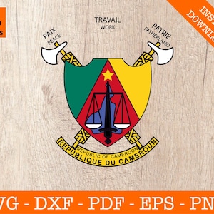 Cameroon Svg, Cameroon National Seal Svg, Coat of Arms, Badge, Flag Cut File - PNG DXF - Cricut - Vector Clipart - Design - Instant Download