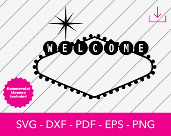 Blank Las Vegas Sign Svg, Welcome Svg, Las Vegas Svg, Casino Svg, Gambling Silhouette SVG Cut File - png, eps, dxf, pdf, eps Vector Clipart