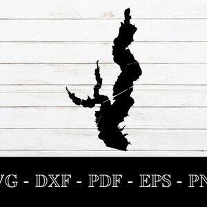 Lake Ray Hubbard, Texas Karte Form SVG geschnitten Datei - PNG - DXF - Cricut - Sommer Vektor Clipart