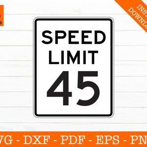 Snelheidslimiet 45 SVG, snelheidslimiet teken SVG, 45 MPH svg, digitale download, Cricut, silhouet, logo sticker, snelheidslimiet verjaardag vector illustraties