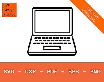 Computer svg, Laptop Svg, Technology svg  Silhouette Shadow SVG Cut File - PNG - DXF - Cricut - Decal Shape Vector Clipart