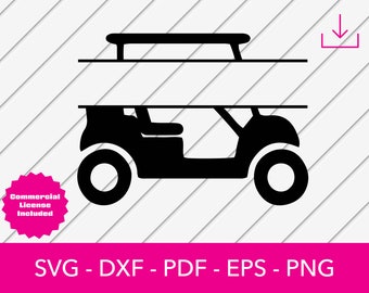 Golf Cart Svg, Golfcart Split Frame Svg, Golf Svg, Golfer Svg, Golfing Svg, Silhouette Cut File - PNG - DXF - Cricut - Shape Vector Clipart