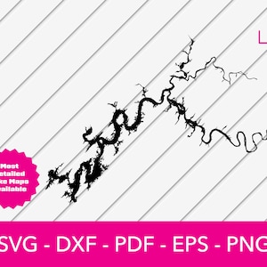 Watts Bar Lake, Tennessee Map Shape SVG Cut File - PNG - DXF - Cricut - Sommer Vektor Clipart - Kommerzielle Lizenz inklusive