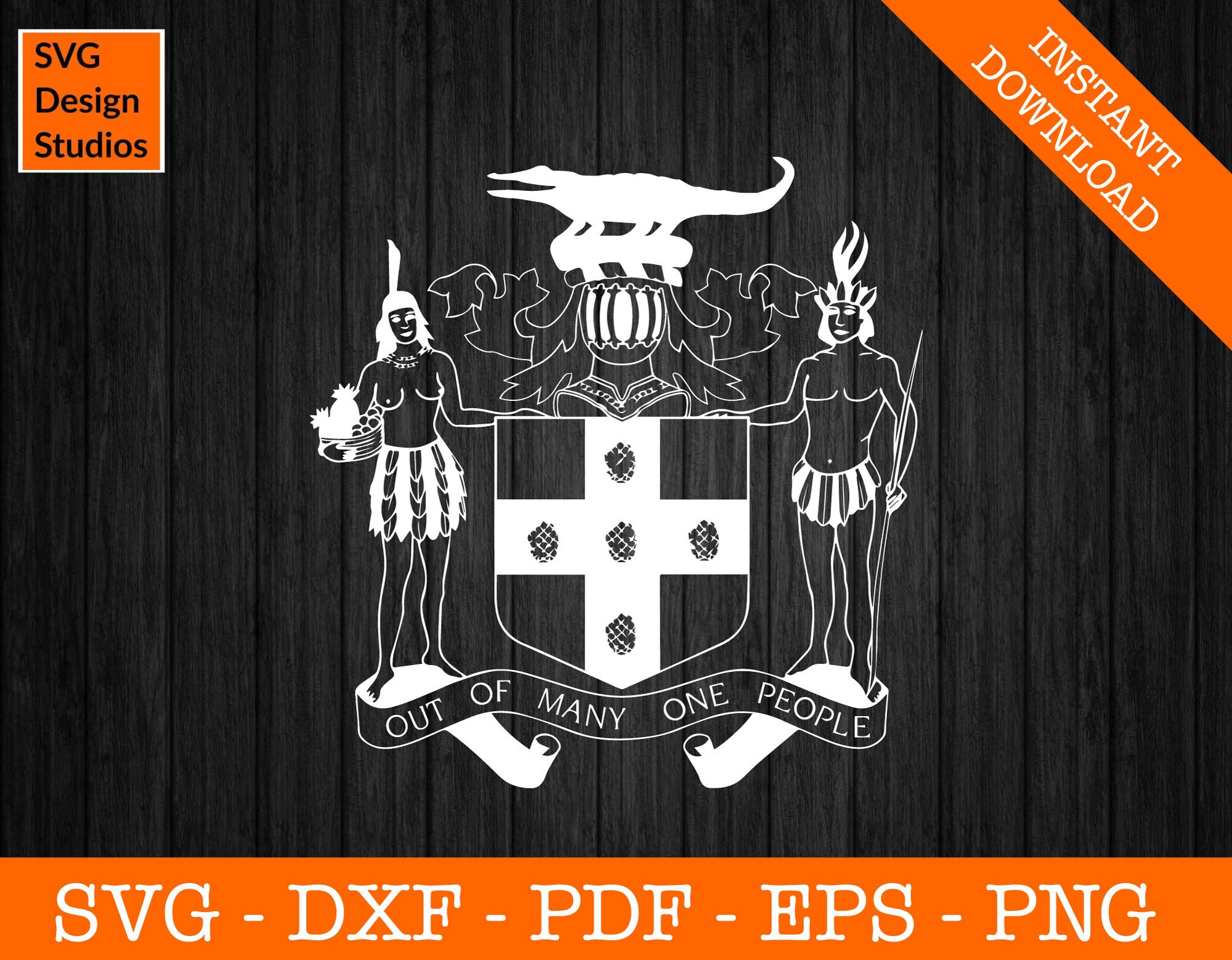 Jamaica Crest Svg, Seal, Coat of Arms, Jamaica National Flag Clipart SVG - Cut File - PNG - DXF - Cricut - Vector - Design Instant Download