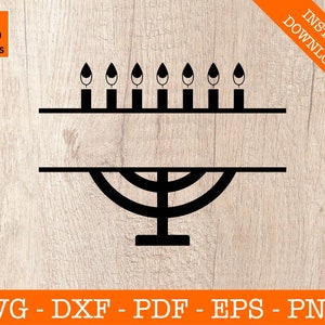 Menorah Split Frame Svg, Svg juif, Hanukah Svg, Judaism Silhouette SVG Cut File - PNG - DXF - Cricut - Shape Vector Clipart Download