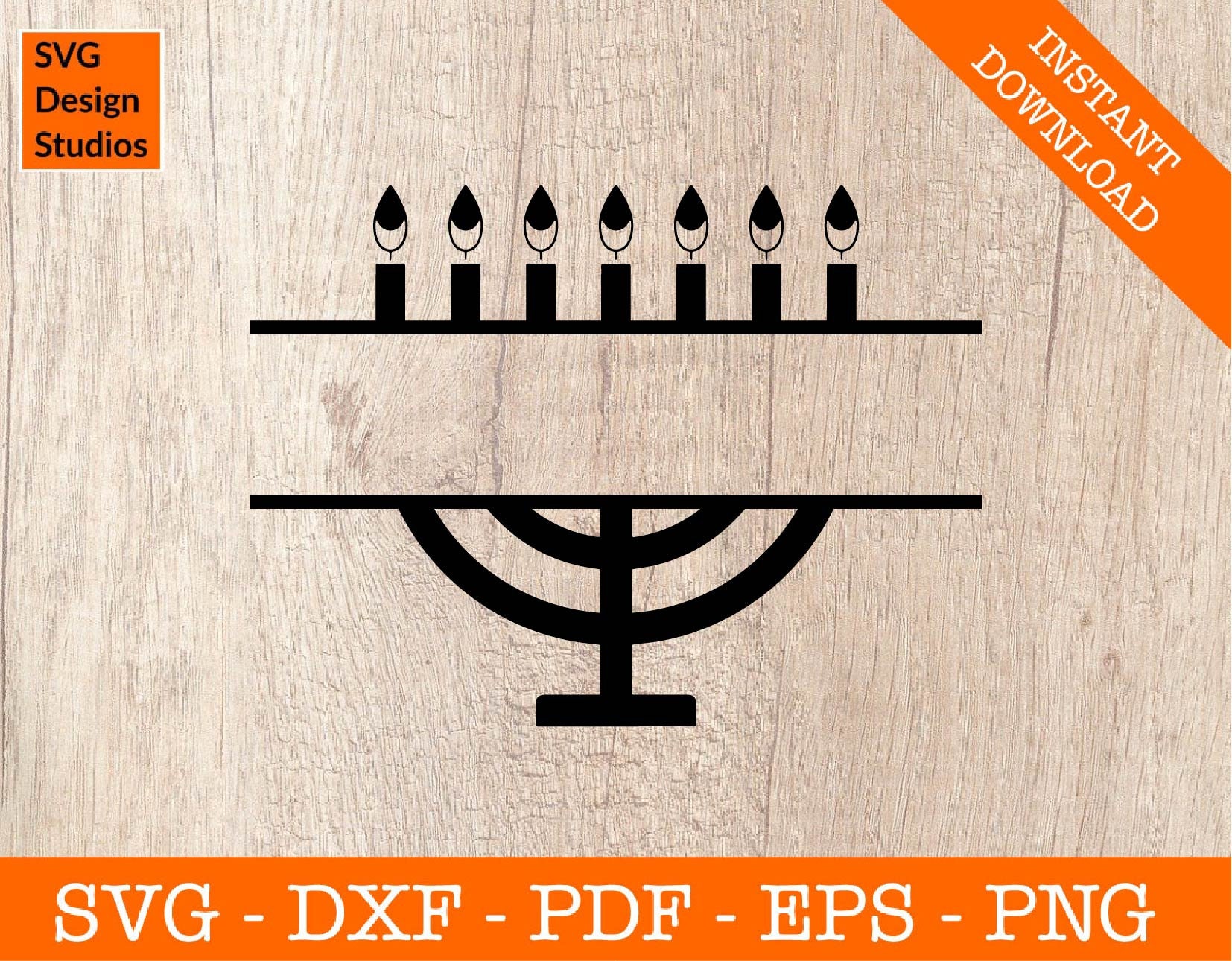 Menorah Split Frame Svg, Jewish Svg, Hanukah Svg, Judaism Silhouette