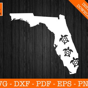 Florida State Map with Sea Turtles Svg, Florida Svg, Beach Svg - SVG Cut File - DXF - Cricut - Clipart - Vinyl Die Cut - Cutter File
