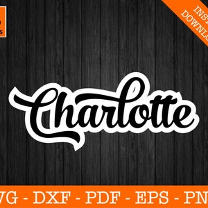 Retro Charlotte Svg, Charlotte, Carolina del Norte Silueta SVG Cut File - PNG - DXF - Cricut - Vector Clipart - Descarga instantánea