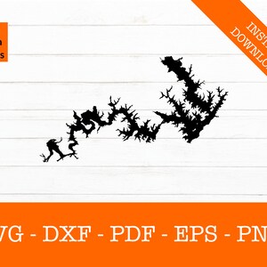 Lake James, North Carolina Karte Form SVG geschnitten Datei - PNG - DXF - Cricut - Sommer Vektor Clipart Download