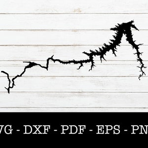 Fort Peck Lake, Montana Map Shape SVG Cut File - PNG - DXF - Cricut - Sommer Vektor Clipart Download