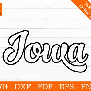 レトロ アイオワ SVG、アイオワ州 SVG、大学、カレッジ、クリップアート、クラシック - カット ファイル - PNG - DXF - Cricut - ベクター クリップアート - デザイン