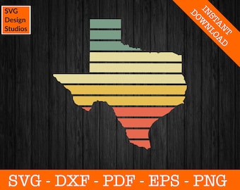 Retro Texas Svg, Cowboy Svg, Texas State Map Svg, Texan Svg, - Archivo de corte SVG - DXF - Cricut - Clipart - Vinilo Die Cut - Licencia comercial