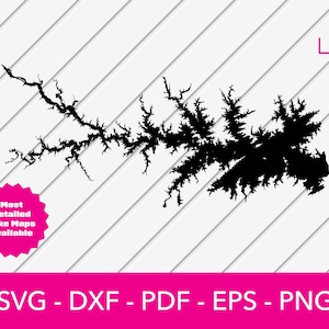 Lake Murray, South Carolina Map Shape SVG Cut File - PNG - DXF - Cricut - Sommer Vektor Clipart - Kommerzielle Lizenz inklusive