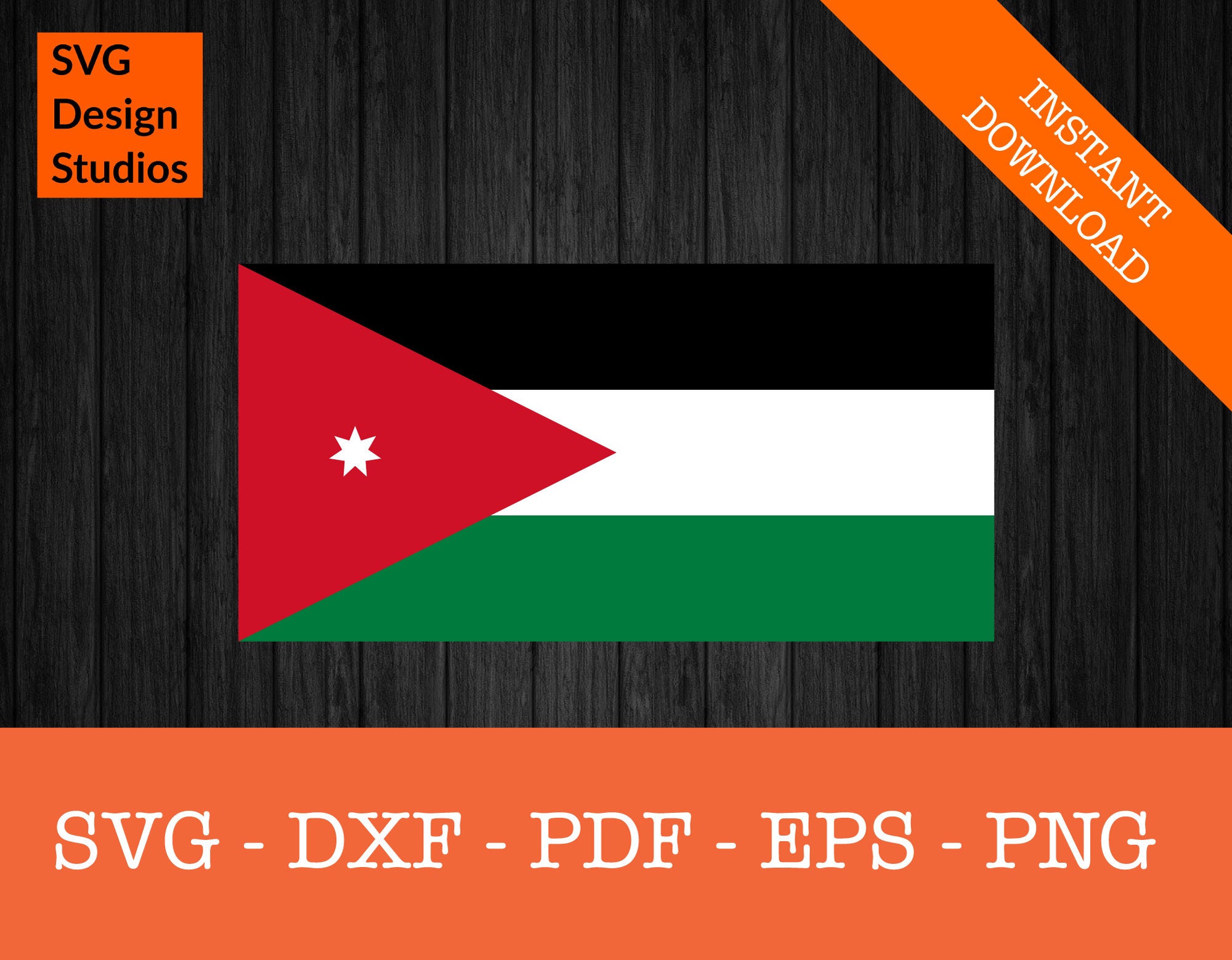 Jordan Jordanian National Flag Clipart SVG Cut File PNG Etsy