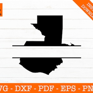 Guatemala Split Frame Svg, monogramme, Guatemala carte forme SVG coupe fichier - PNG - DXF - Cricut - Vector Clipart - Design - téléchargement immédiat
