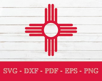 Zia Symbol Svg, Zia Svg, New Mexico Zia Flag Symbol Cross Shape SVG Cut File DXF, PNG Cricut - Clipart - Vinyl Die Cut Commercial License