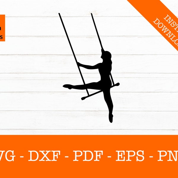 Flying Trapeze Artist svg, Circus svg, Silhouette Shadow SVG Cut File - PNG - DXF - Cricut - Decal Shape Vector Clipart Instant Download